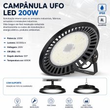 Campânula UFO Led 200W - 30.000Lm