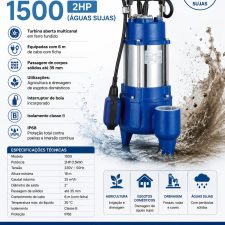 Electrobomba Submersivel 1500 2HP (Aguas Sujas)