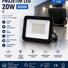 Projetor Led 20W 6000k PT