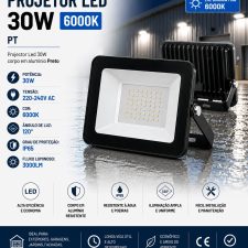 Projetor Led 30W 6000k PT