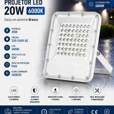 Projetor Led 20W 6000k
