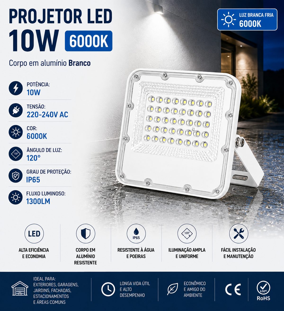 Projetor Led 10W 6000k
