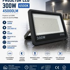 Projetor Led 300W 6500k PT - 45000LM