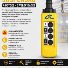 Botoneira Suspensão 4 Botões - 2 Velocidades