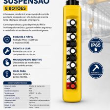 Botoneira Suspensão 8 Botões - 2 Velocidades