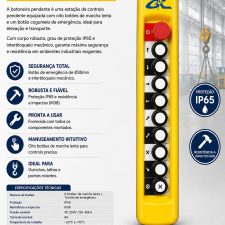 Botoneira Suspensão 8 Botões + Botão Cogumelo