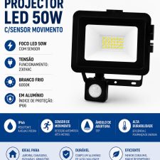 Porjector Led 50W C/Sensor Movimento