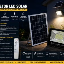 Projector led 100W C/painel Solar