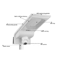 ILUMINARIA RUA LED 100W 6000K C/CAMARA VIDEO VIGILANCIA + PAINEL SOLAR