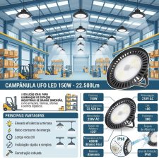 Campânula UFO Led 150W - 22.500Lm