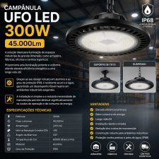 Campânula UFO Led 300W - 45.000Lm