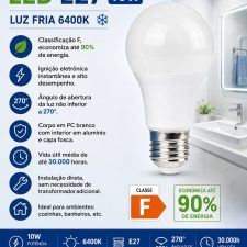 Lâmpada Led 10W E27 6400k