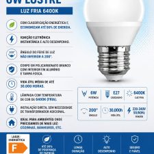 Lâmpada Led 6W E27 Lustre 6000K
