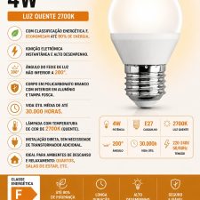 Lâmpada Led 4W E27 Lustre 2700K