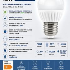 Lâmpada Led 10W E27 Lustre 4200K