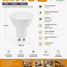 Lâmpada Led 7W GU10 3000K