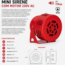 Sirene Mini 230V Vermelha